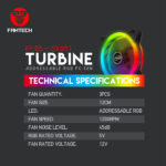 Fantech TOURBINE RGB Pro Pack 3 Ventiladores 120mm ARGB + Hub H66F RGB + Control Remoto - Imagen 7