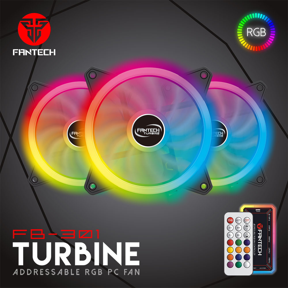 6092ba0f (1) Fantech TOURBINE RGB Pro Pack 3 Ventiladores 120mm ARGB + Hub H66F RGB + Control Remoto - Imagen 1