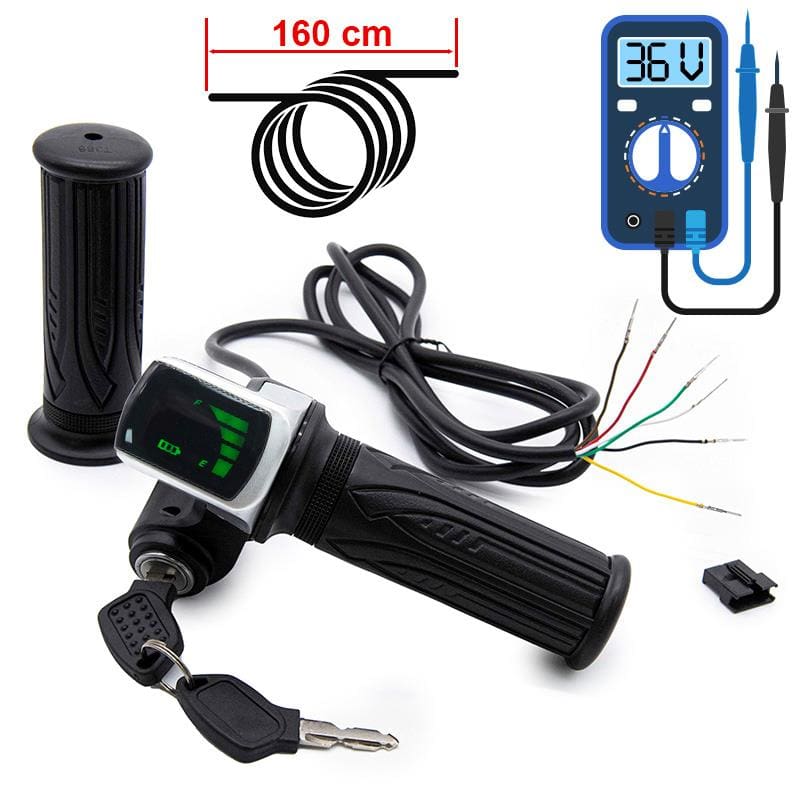 acelerador-de-puno-con-indicador-de-bateria-36v-y-llave-conector-sm Acelerador de puño con indicador de batería y llave (36V) - Conector SM - Imagen 1